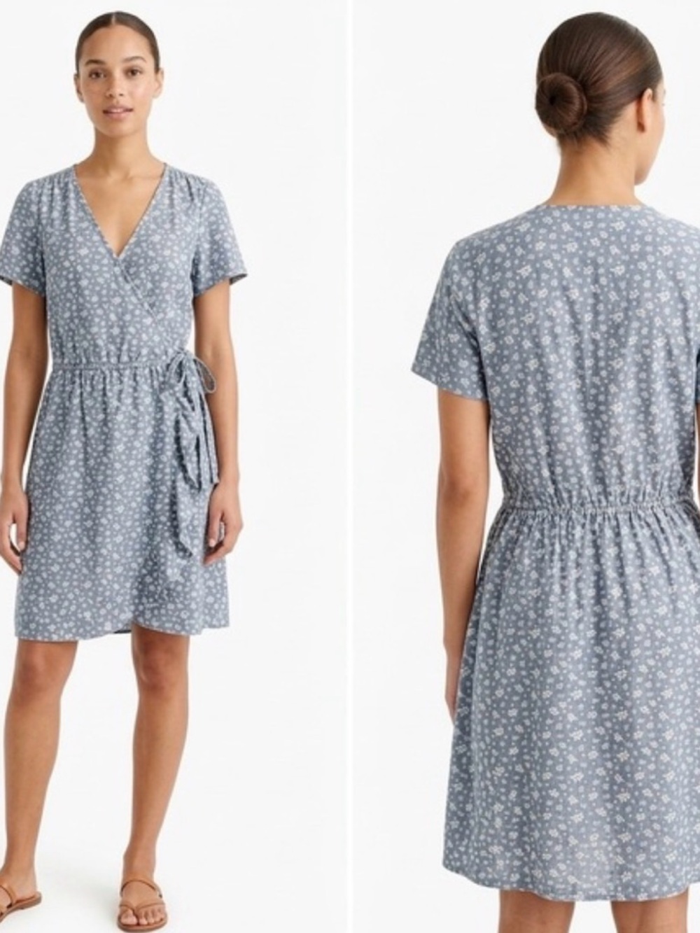 J. Crew Factory Blue Floral Wrap Dress